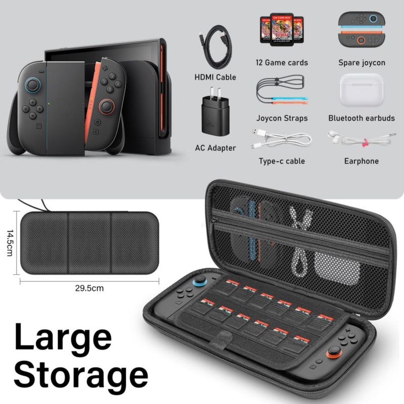 Estuche rígido negro QuoLumPIA para Switch 2 de 79"