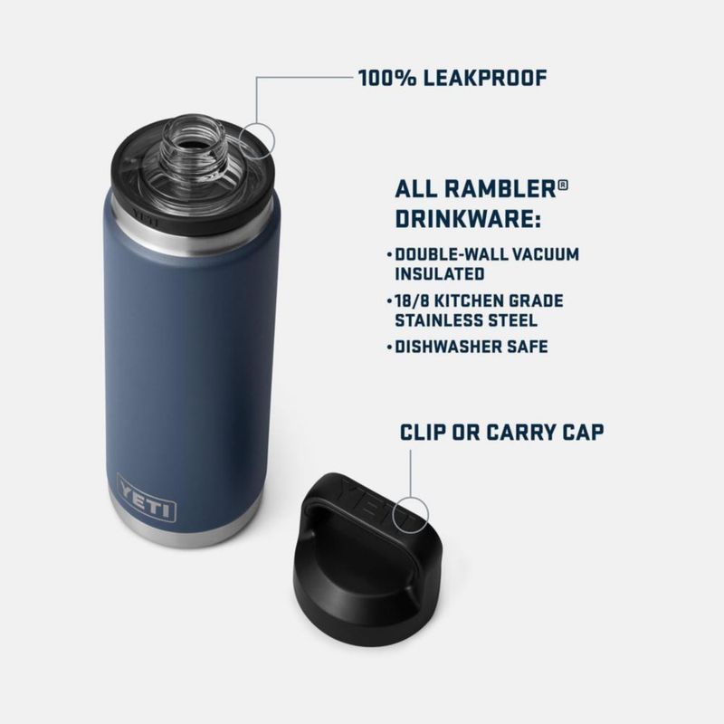 Termo YETI Rambler 739 ml Rojo Riverhead con Tapón Chug