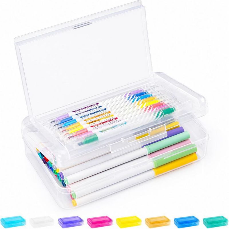 Estuche de lápices Sooez de doble capa transparente 20 × 12 × 6 cm