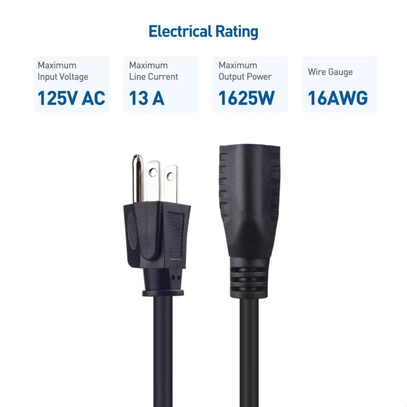 [Extensión de cable de alimentación] Cable Matters paquete de 6 unidades 16 AWG 13 A 30 cm negro
