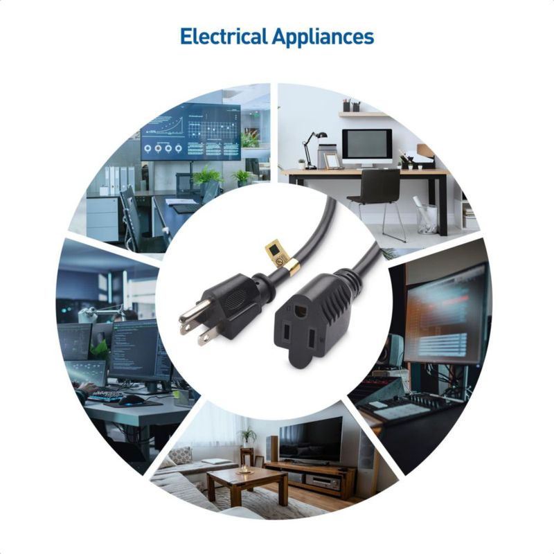 [Extensión de cable de alimentación] Cable Matters paquete de 6 unidades 16 AWG 13 A 30 cm negro