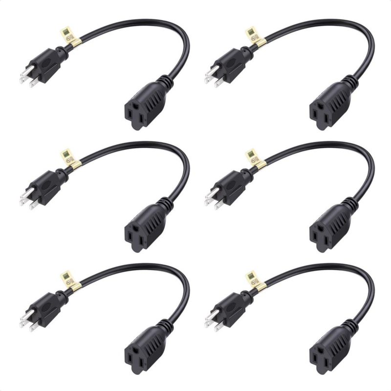 [Extensión de cable de alimentación] Cable Matters paquete de 6 unidades 16 AWG 13 A 30 cm negro