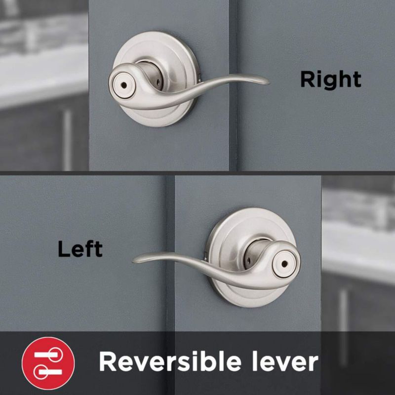 Manilla de puerta Kwikset Tustin Interior Privacy con cerradura en níquel satinado