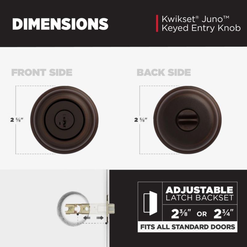 Pomo de puerta Kwikset Juno Entry con cerradura y llave en bronce veneciano
