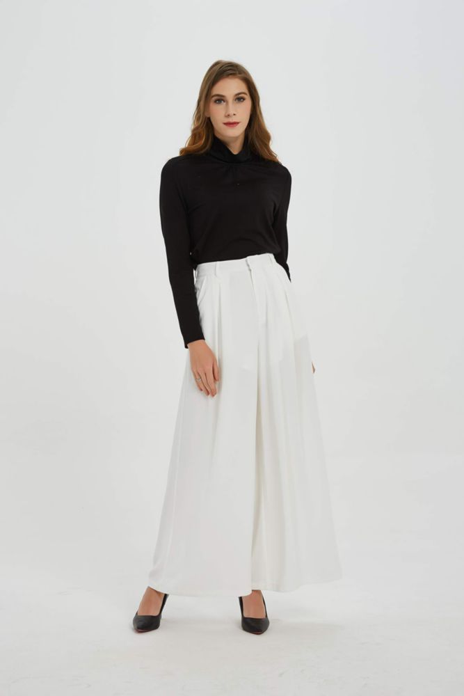 Tronjori Pantalones Palazzo de Pierna Ancha XL Blanco