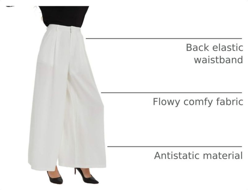 Tronjori Pantalones Palazzo de Pierna Ancha XL Blanco