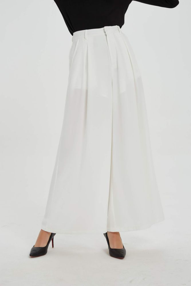 Tronjori Pantalones Palazzo de Pierna Ancha XL Blanco