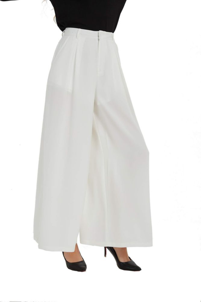 Tronjori Pantalones Palazzo de Pierna Ancha XL Blanco