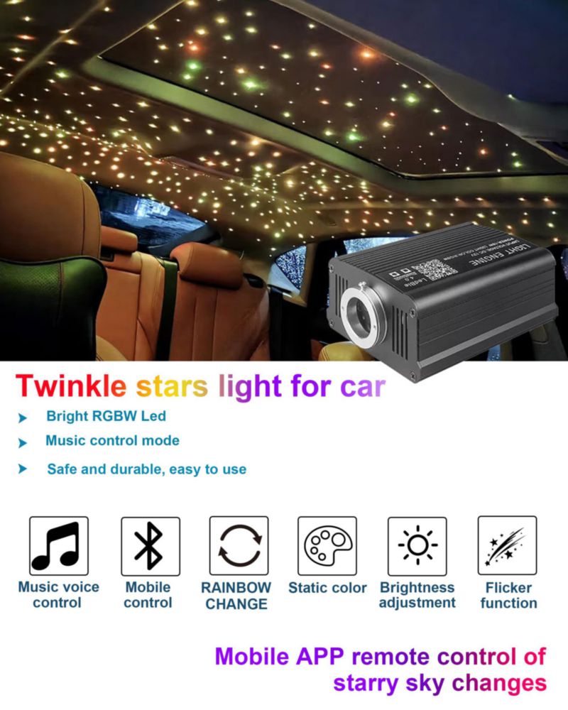Kit de iluminación de techo DIICRIN RGBW con fibra óptica Starlight