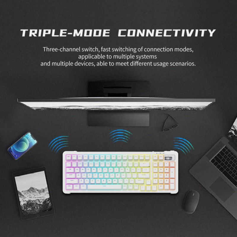 Teclado ROYALAXE Inalámbrico Triple Modo RGB