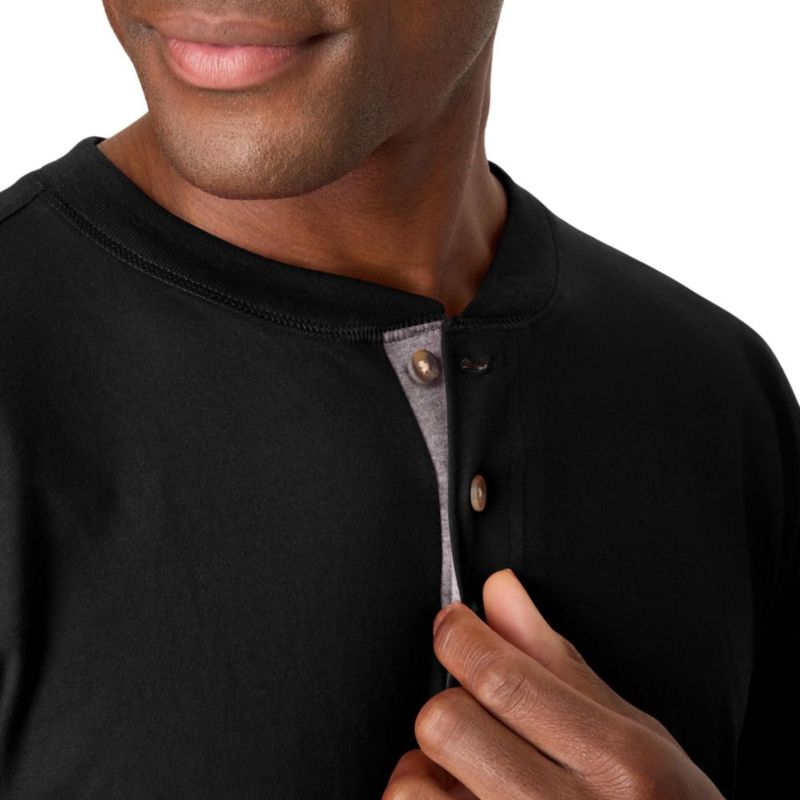Camisa Henley Hanes XXL Negro de 3 botones