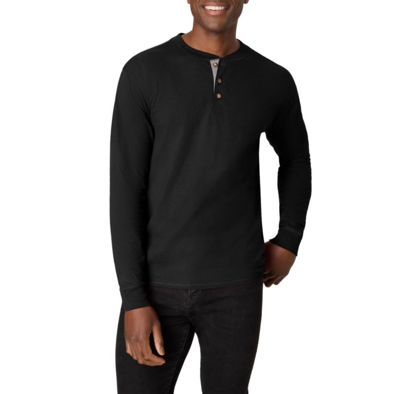 Camisa Henley Hanes XXL Negro de 3 botones