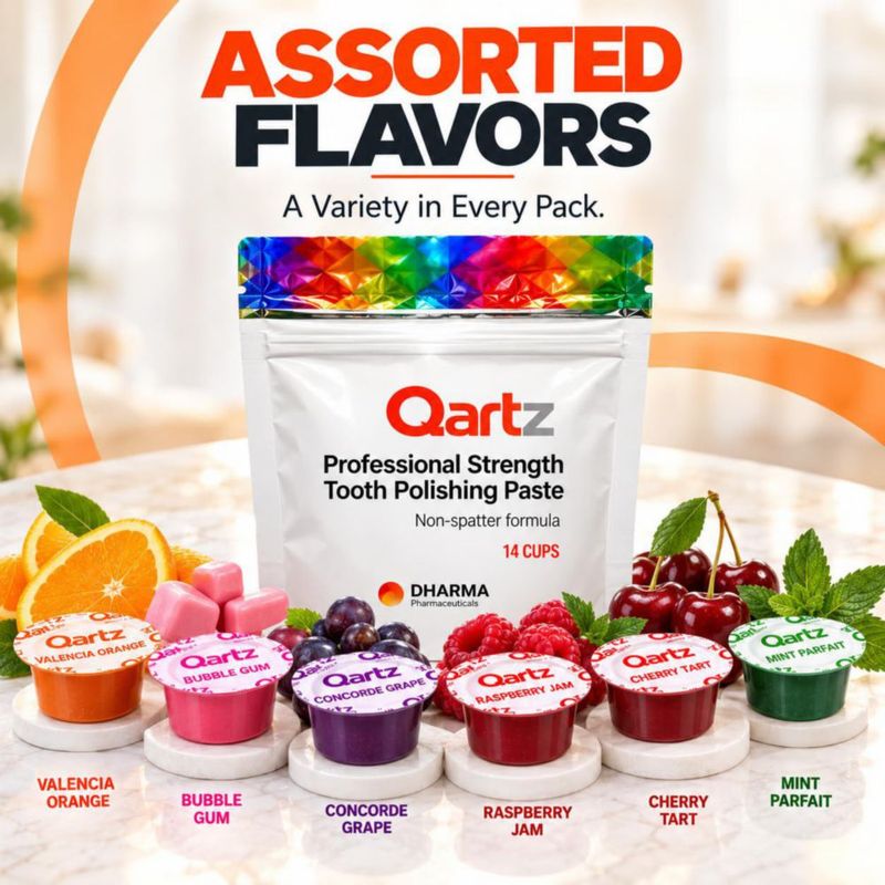Pulidor Dental Qartz Pack de 14 con Xilitol y Sabores Surtidos