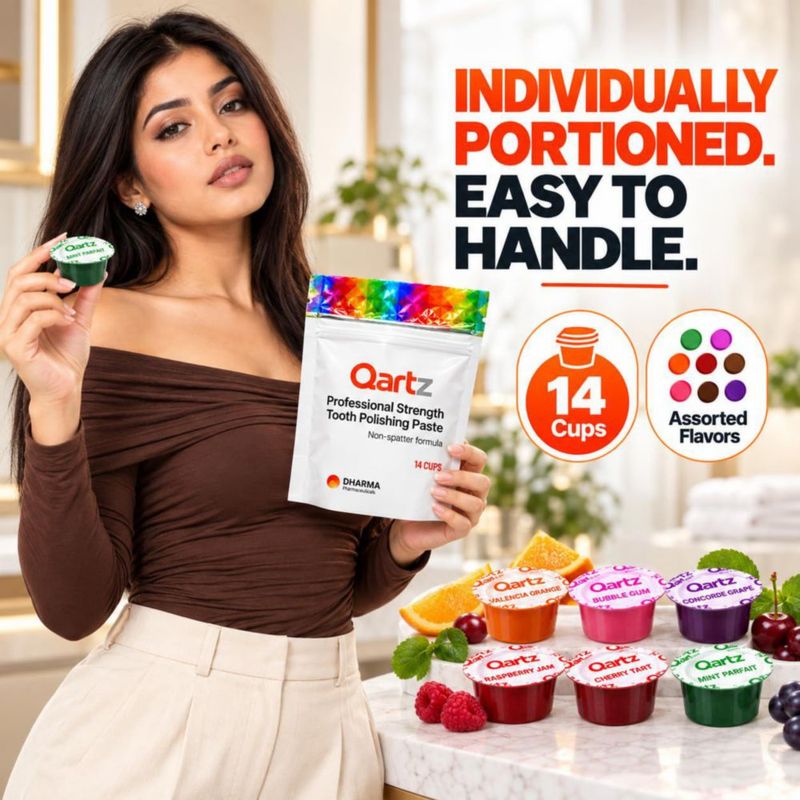 Pulidor Dental Qartz Pack de 14 con Xilitol y Sabores Surtidos