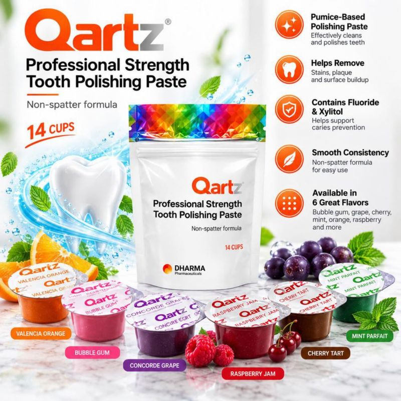 Pulidor Dental Qartz Pack de 14 con Xilitol y Sabores Surtidos