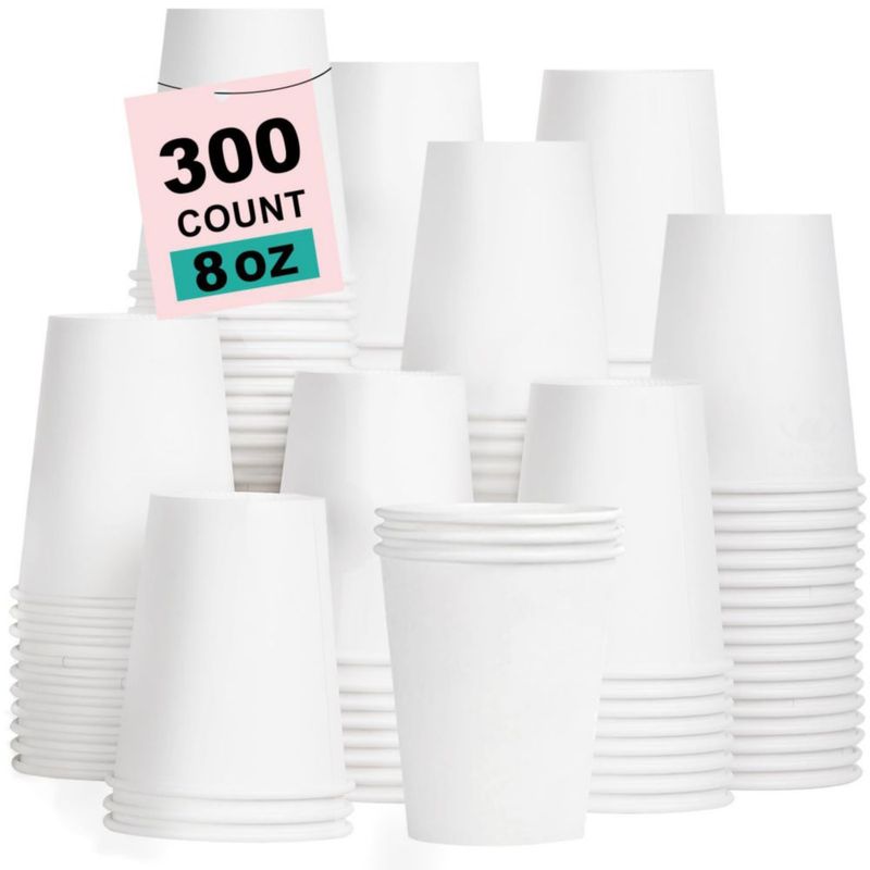 Vasos de papel desechables Coolcap 240 ml paquete de 300 unidades blanco