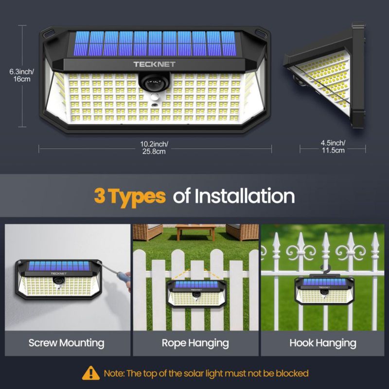Luces exteriores TECKNET 546 LED con sensor de movimiento (2 unidades)