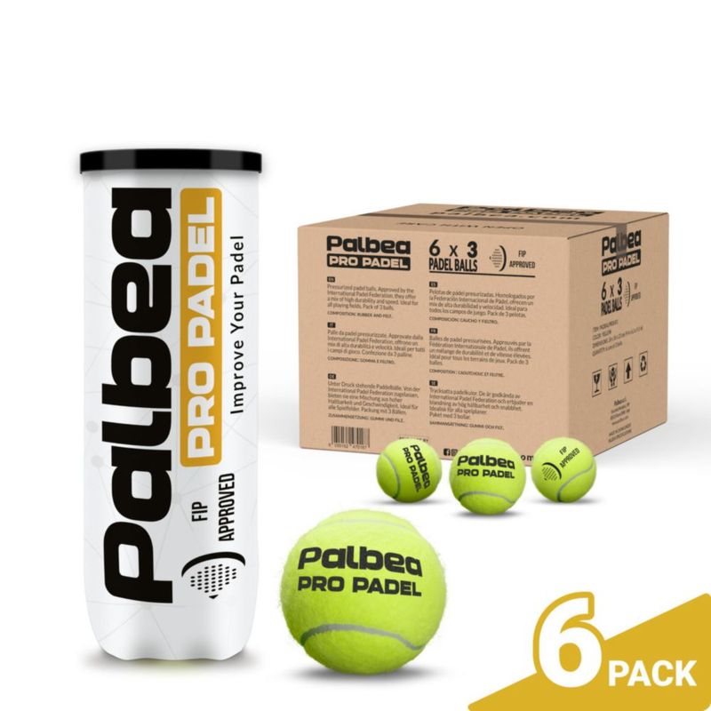 Pelotas de pádel Palbea PRO aprobadas por la FIP – Pack de 6
