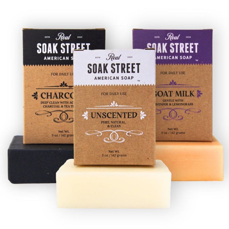 Jabón en barra Soak Street 142 g Pack de 3 variedades