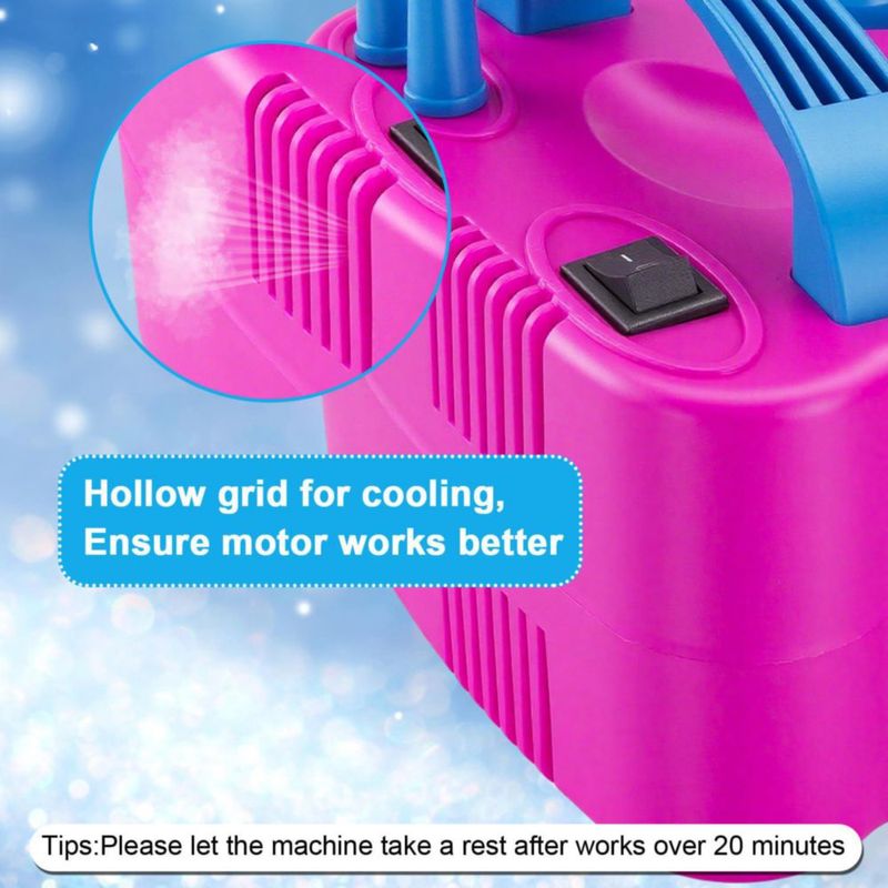 Motorenbau Inflador Eléctrico de Globos con Boquilla Doble y 2 Herramientas para Atar 110V/220V