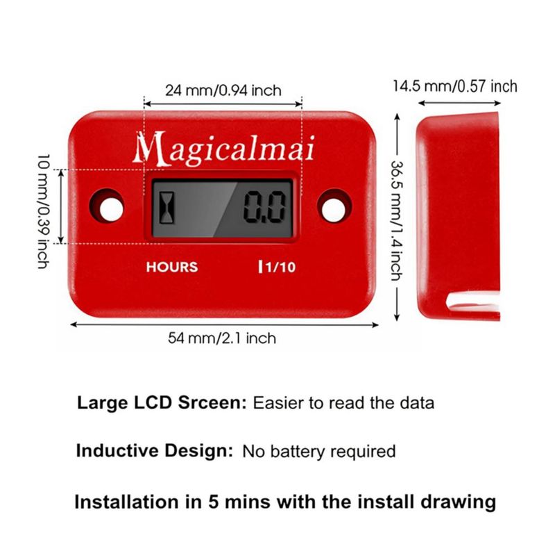 Horómetro Inductivo Magicalmai 5.4 x 3.8 cm IP-68 Impermeable