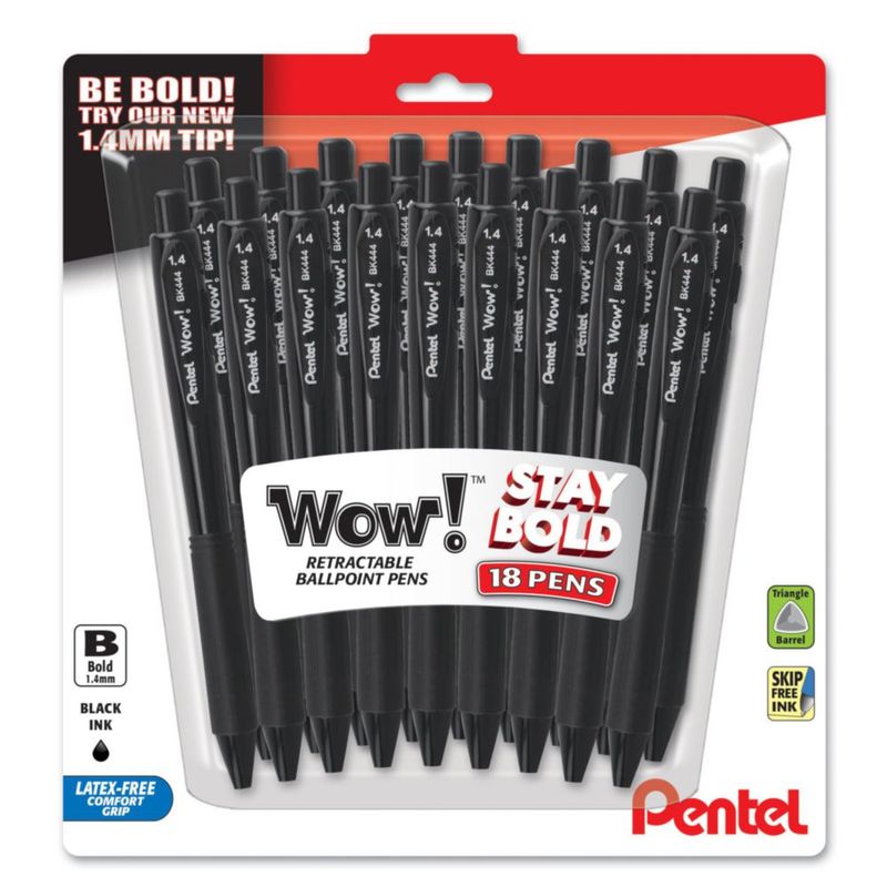 Bolígrafo Pentel 14 mm negro - paquete de 18