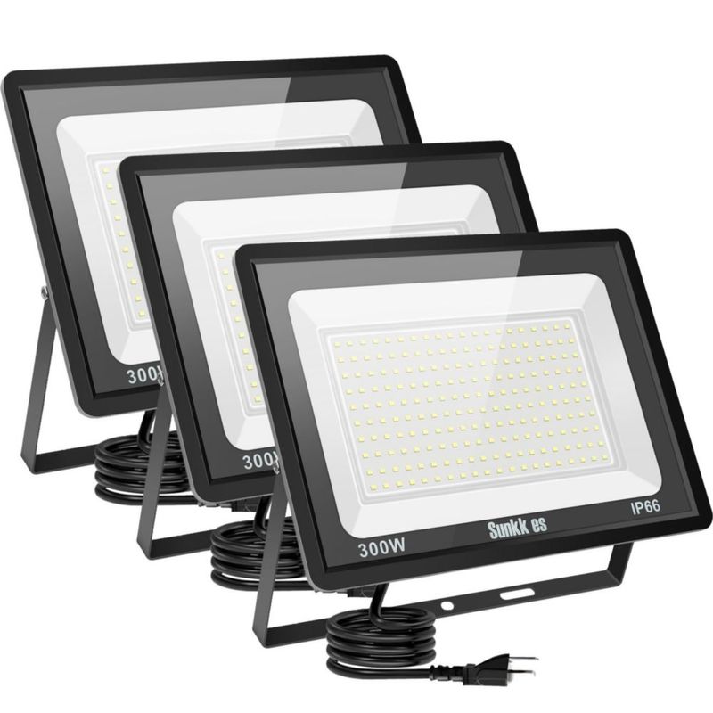 Luz de inundación LED Sunkkes 300 W Pack de 3 IP66 6000 K