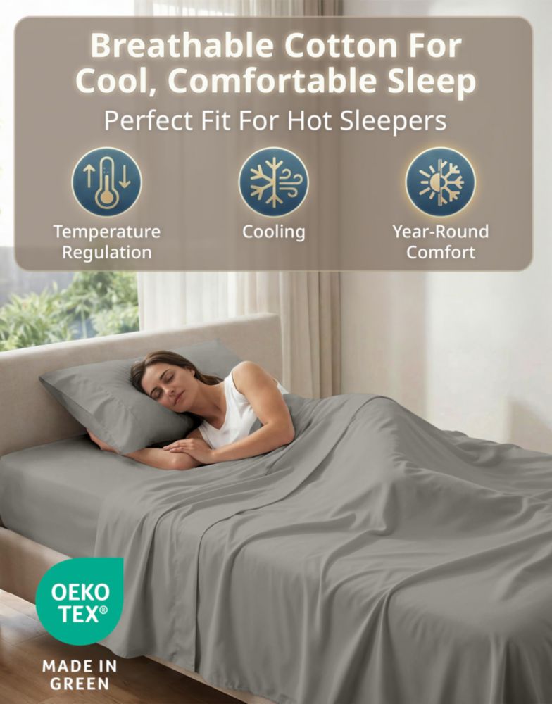 Juego de sábanas gemela LANE LINEN 600 hilos Satén Algodón Plateado