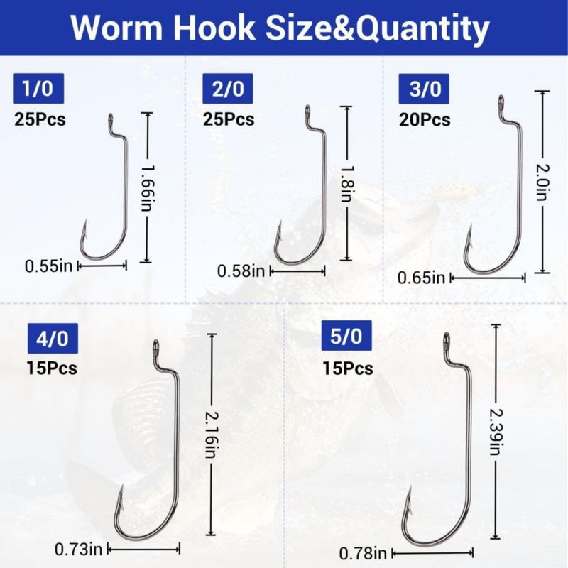FINOSEAK 100 piezas Anzuelos Redondos Offset Worm