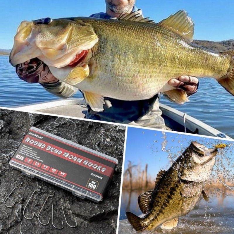 FINOSEAK 100 piezas Anzuelos Redondos Offset Worm