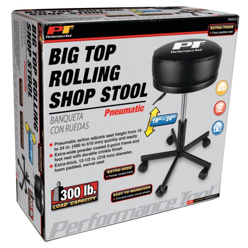 Taburete de Taller Performance Tool 48‑61 cm 136 kg con Ruedas
