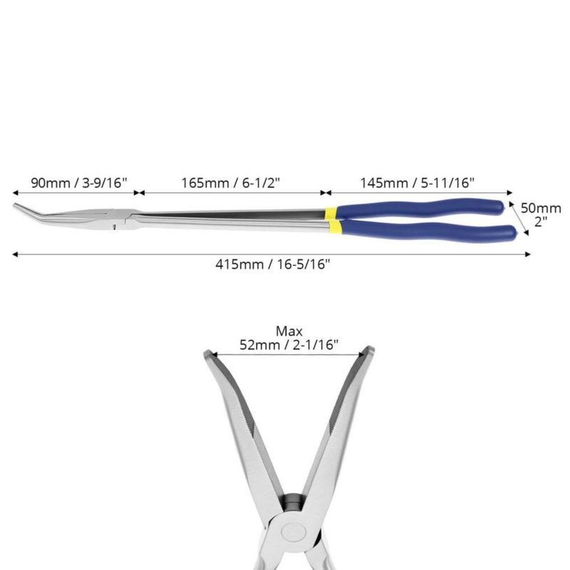 Alicates QWORK de 41 cm de alcance largo con punta de aguja inclinada 45°