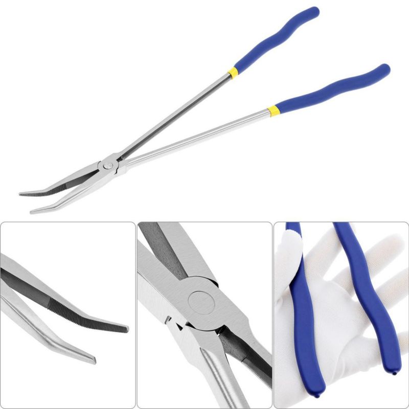 Alicates QWORK de 41 cm de alcance largo con punta de aguja inclinada 45°