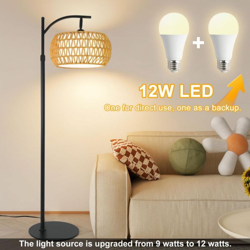Lámpara de pie DRAWNCAT 12W LED de ratán con control remoto