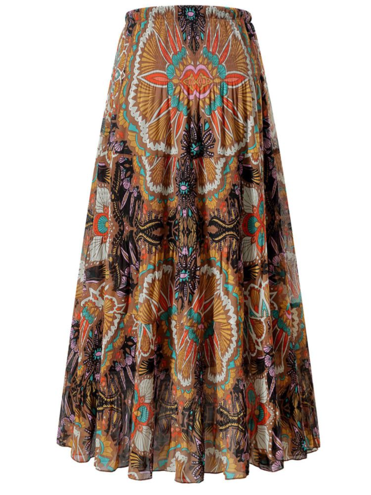 Falda NASHALYLY Maxi de Chiffón con Cintura Alta Elástica