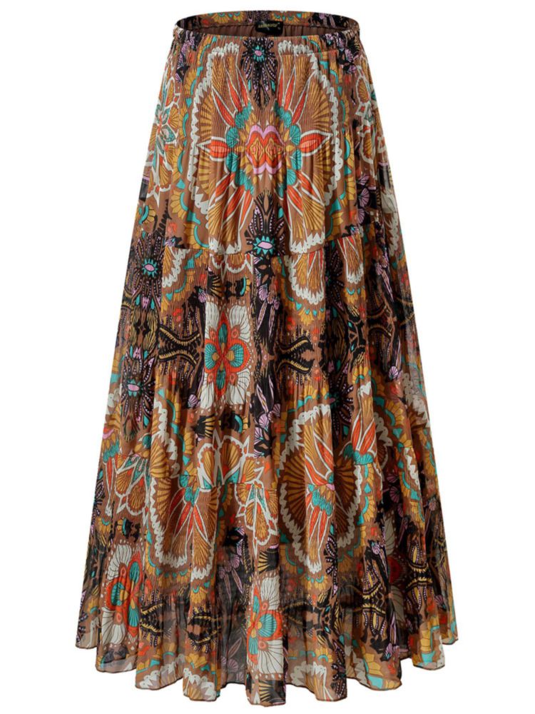 Falda NASHALYLY Maxi de Chiffón con Cintura Alta Elástica