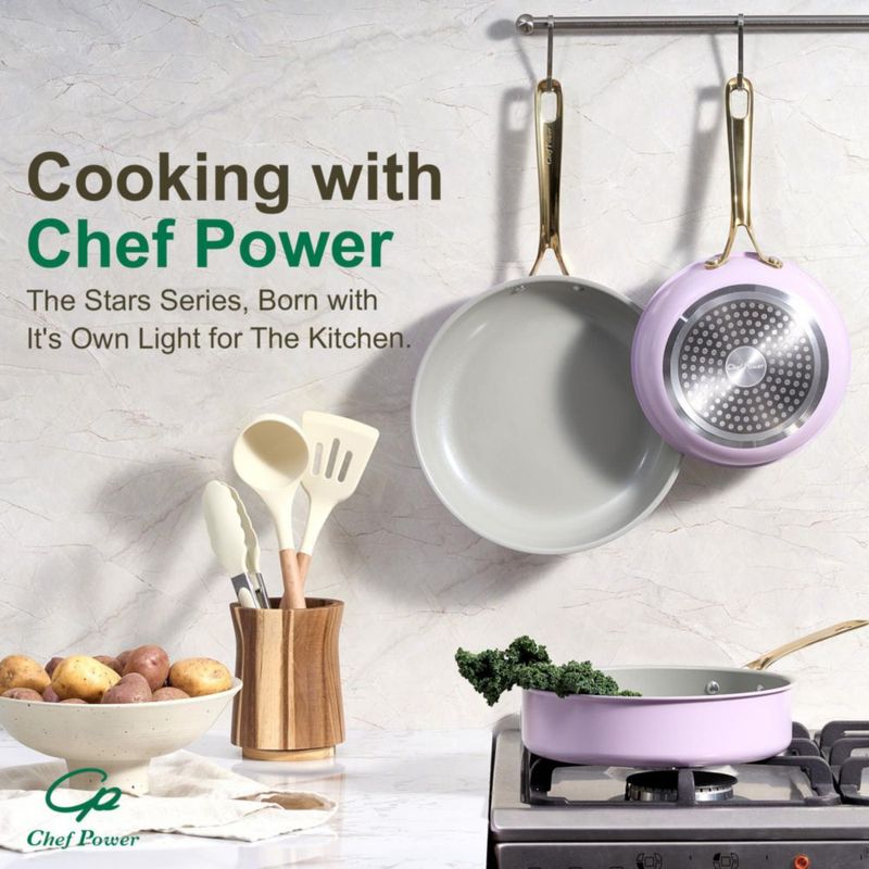 Juego de sartenes Chef Power 20 cm 23 cm y 28 cm color púrpura 5 piezas