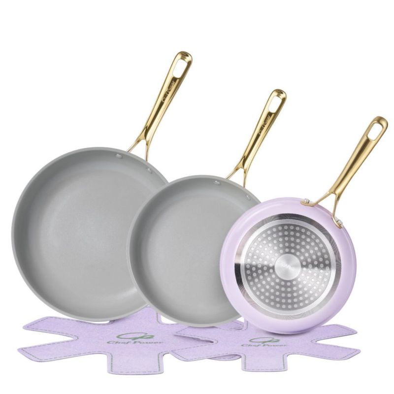 Juego de sartenes Chef Power 20 cm 23 cm y 28 cm color púrpura 5 piezas