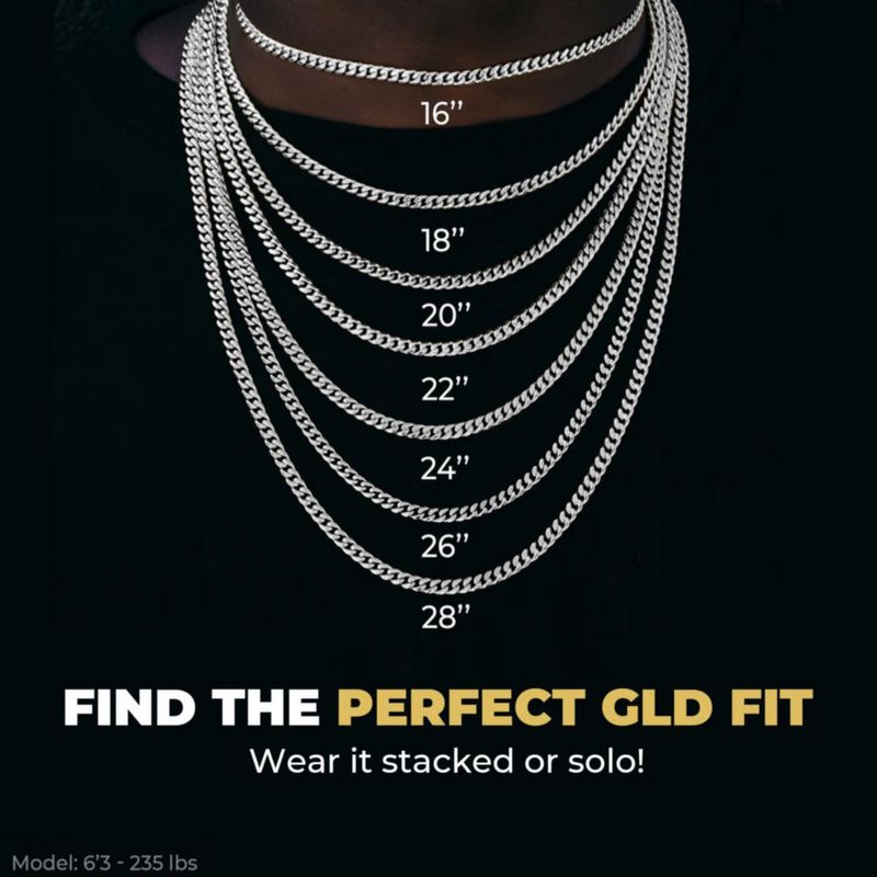 Collar GLD Micro Cubano 51 cm Chapado en Oro Blanco 14K