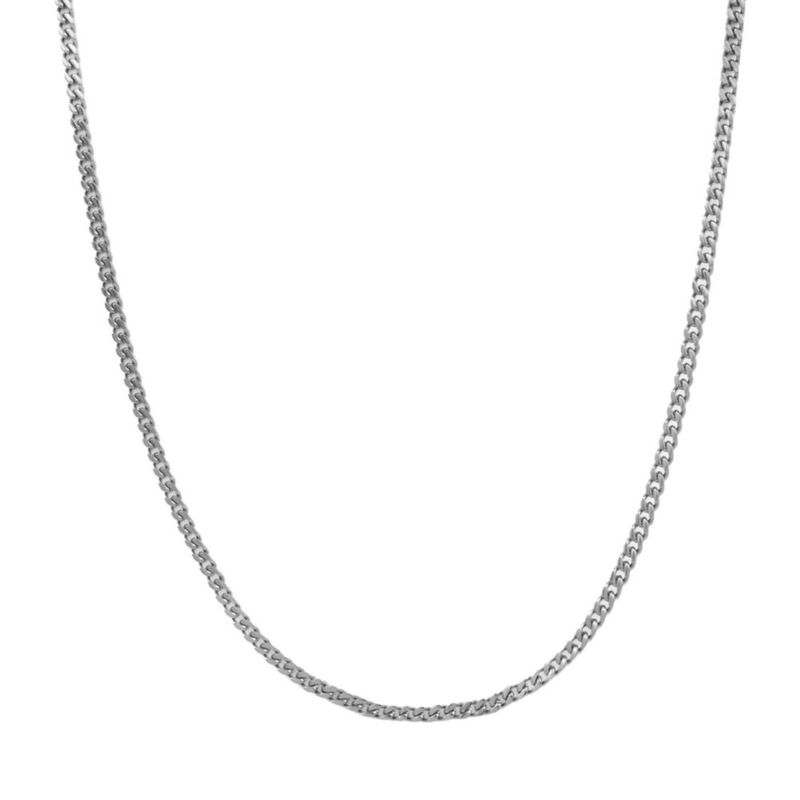 Collar GLD Micro Cubano 51 cm Chapado en Oro Blanco 14K