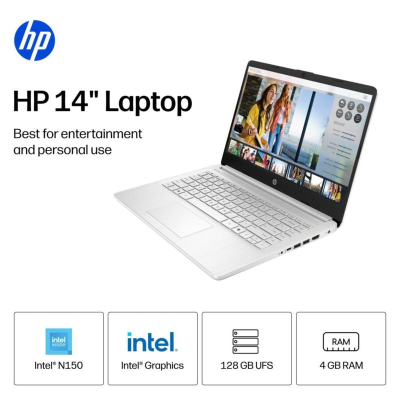 Portátil HP 14" Intel N150 128 GB UFS + 500 GB MS365