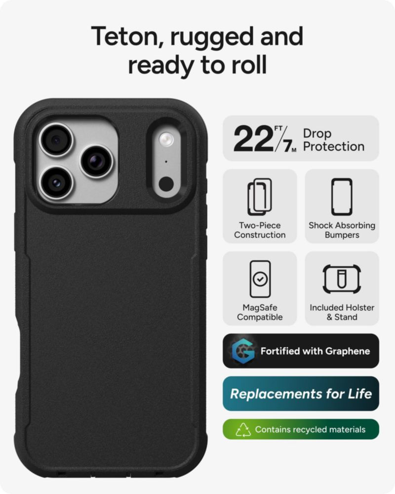 Funda ZAGG Teton para iPhone 18/17 Pro Max negra