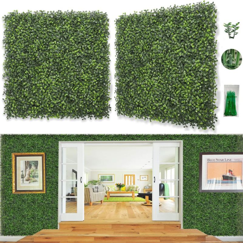 Muro de Césped Bybeton 20 × 20 cm paquete de 24 protección UV y privacidad