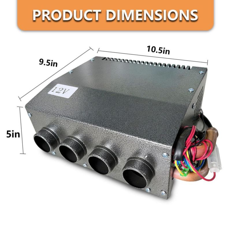 Calefactor XuSha 12V 8500 BTU 4 Salidas Portátil 80 CFM