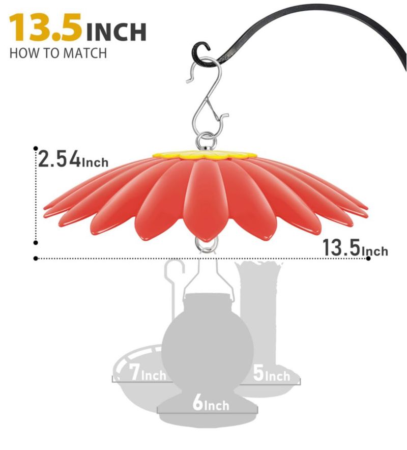 Protector contra la lluvia para comedero de pájaros andergi 34 cm 2 unidades (rojo)
