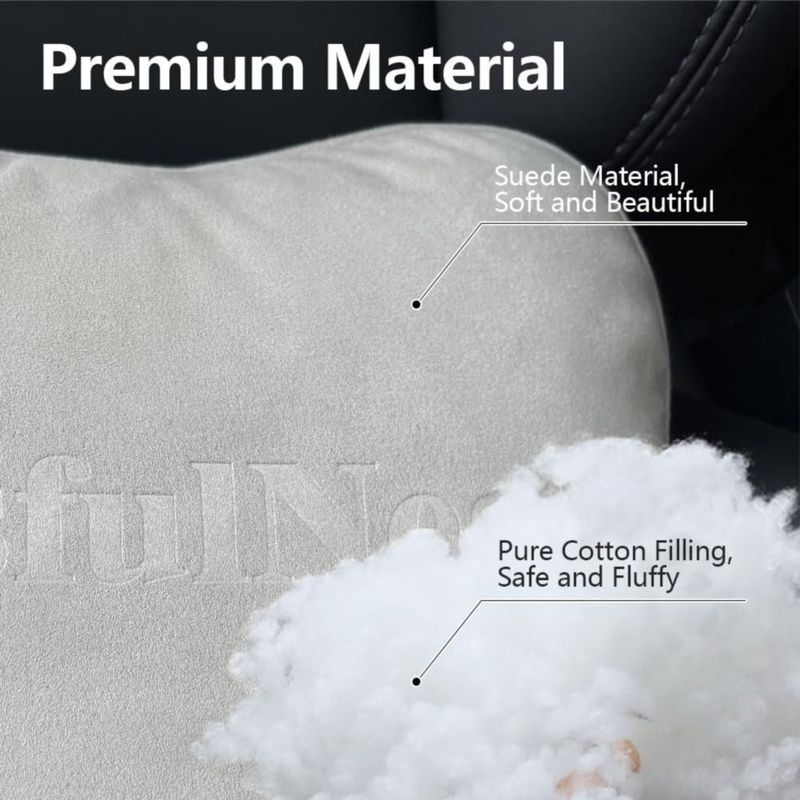 Almohada para reposacabezas de coche BlissfulNest pack de 2 gamuza ajustable