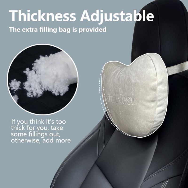 Almohada para reposacabezas de coche BlissfulNest pack de 2 gamuza ajustable