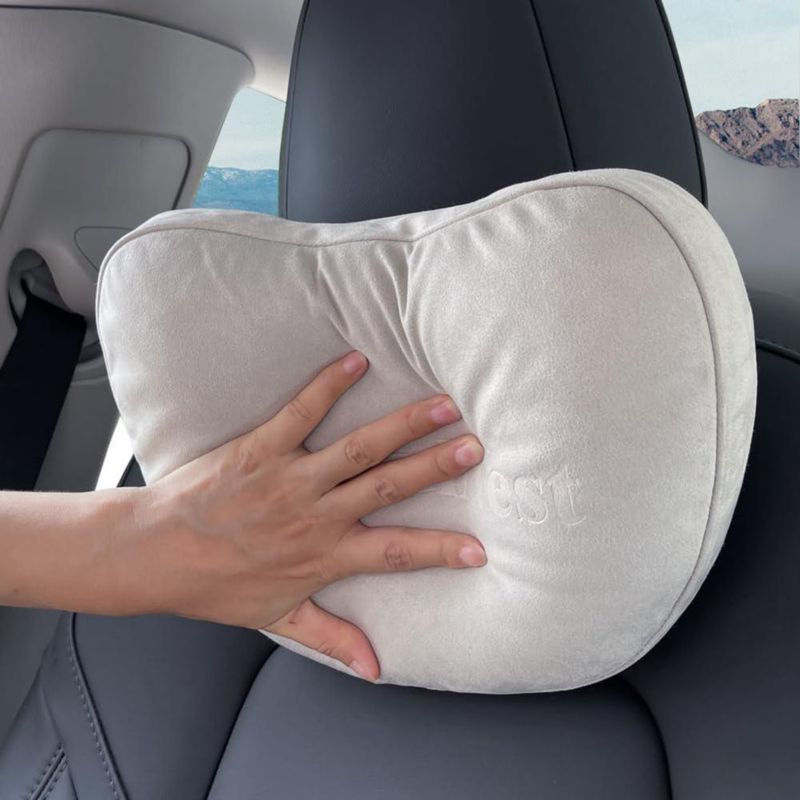 Almohada para reposacabezas de coche BlissfulNest pack de 2 gamuza ajustable
