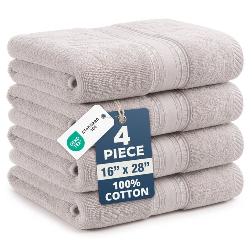 Toallas de mano LANE LINEN 40x71 cm 4 unidades Platino