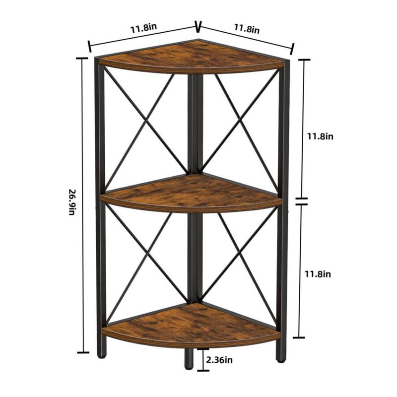 Estantería Snughome de 3 niveles 30 cm estilo rústico para esquina